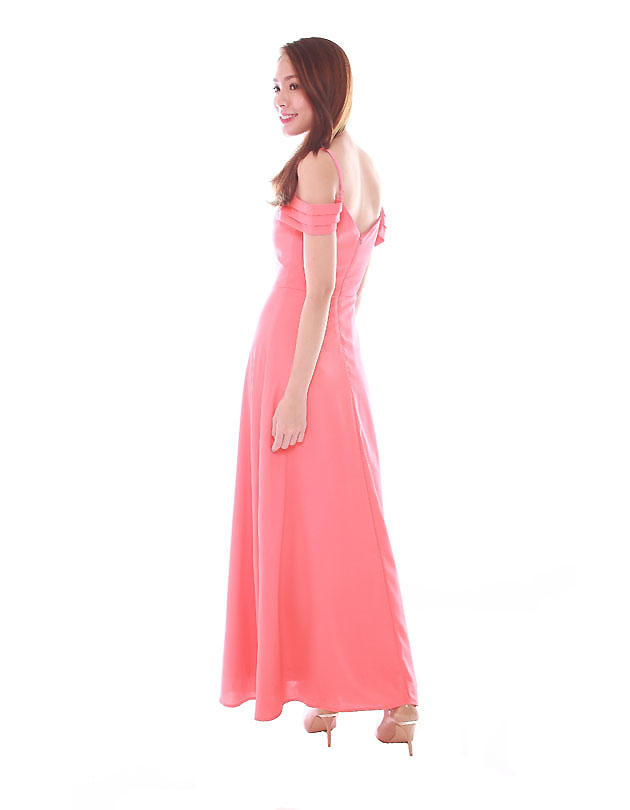 Ophelia Maxi Dress in Coral